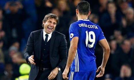 Chelsea's Antonio Conte and Diego Costa