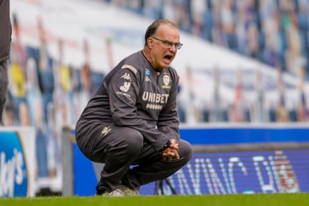 Bielsa roars out instructions during a game late last season.