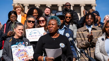 Shaundelle Brooks adjacent nan authorities capitol successful Nashville, Tennessee, connected 7 February 2024.