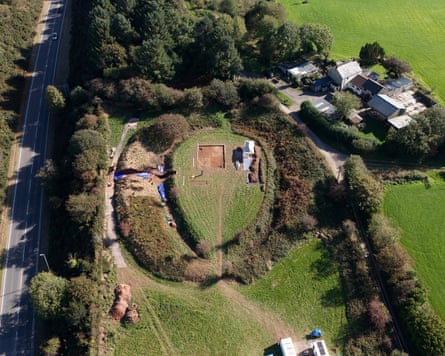 An aerial view of Castilly Henge