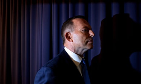 Tony Abbott in the Blue Room of Parliament House when he addressed the media after Malcolm Turnbull’s challenge to his leadership