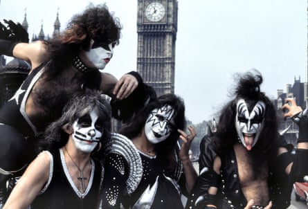 Paul Stanley, Peter Criss, Ace Frehley and Gene Simmons in London, Britain in May 1976