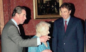 The Prince of Wales, the Queen Mother and Tony Blair prepare celebrations for Charles’ 50th birthday at Buckingham Palace, London in 1998.
