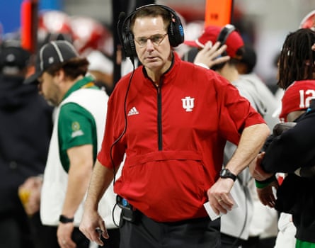 Photo by Mike Zarrilli/UPI/Shutterstock (16256967z) Indiana head coach Curt Cignetti watches his team during the third quarter of the Peach Bowl College Football Playoff semifinal game against the Oregon Ducks at Mercedes-Benz Stadium in Atlanta, Georgia on Friday, January 9, 2026. NCAA Peach Bowl, Atlanta, Georgia, United States - 09 Jan 2026