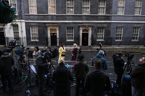 Broadcasters in Downing Street today covering the reshuffle.