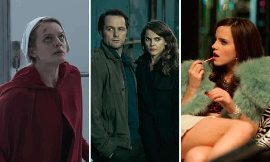 A composite of images from The Handmaid's Tale, The Americans and The Bling Ring