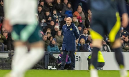 Steve Clarke looks on during Scotland’s defeat by Northern Ireland at Hampden Park.
