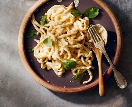 ‘Making some fresh pasta is a great place to start’. Julia Busuttil Nishimura’s pici with lemon marscarpone.