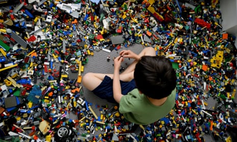 A child plays with Lego