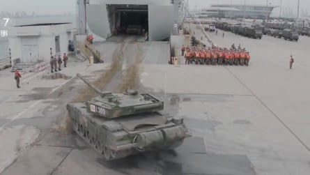 Tank being loaded on to a ferry