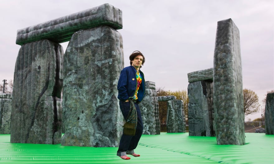 Jeremy Deller on his bouncy castle replica of Stonehenge, called Sacrilege, in 2012.