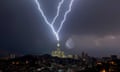 Lightning over Mecca's clock tower