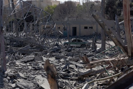 The Diplomatic Police Center was targeted during US - Israeli strikes on Iran, leaving the building destroyed and causing damage to surrounding structures.
