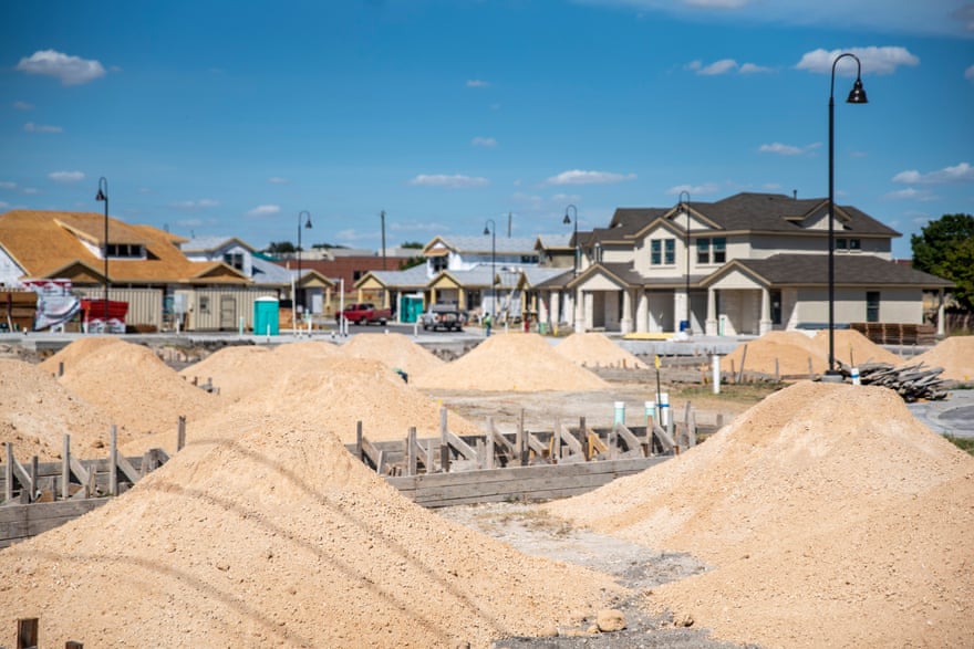 A new housing development under construction in Plufgerville, Texas.