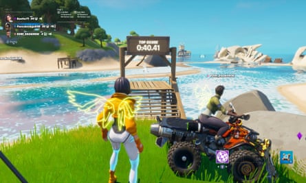 Fortnite Party Royale is crammed with racing challenges, each offering a high score to beat