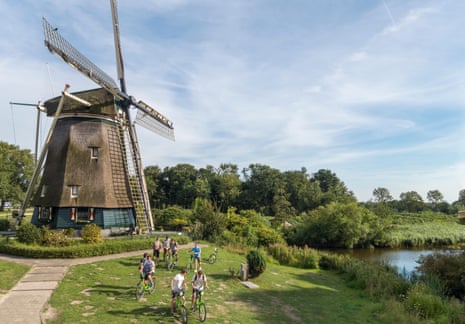 The Rieker Windmill on the Amstel River in the Netherlands.