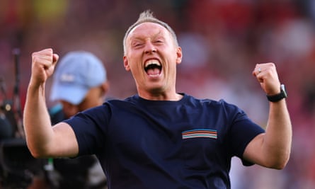Steve Cooper celebrates after Nottingham Forest’s 1-0 victory over Arsenal secured another season in the Premier League