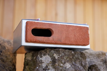 A hollow brick with a cavity
