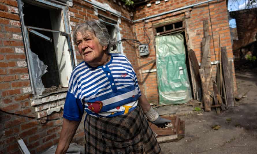 Kateryna Kostiantynivna said three Russian shells hit her home during the first week.