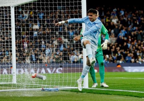 Enzo Fernandez reacts after missing a chance to score