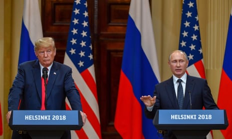 Donald Trump and Russia’s president, Vladimir Putin, attend a joint press conference in 2018.