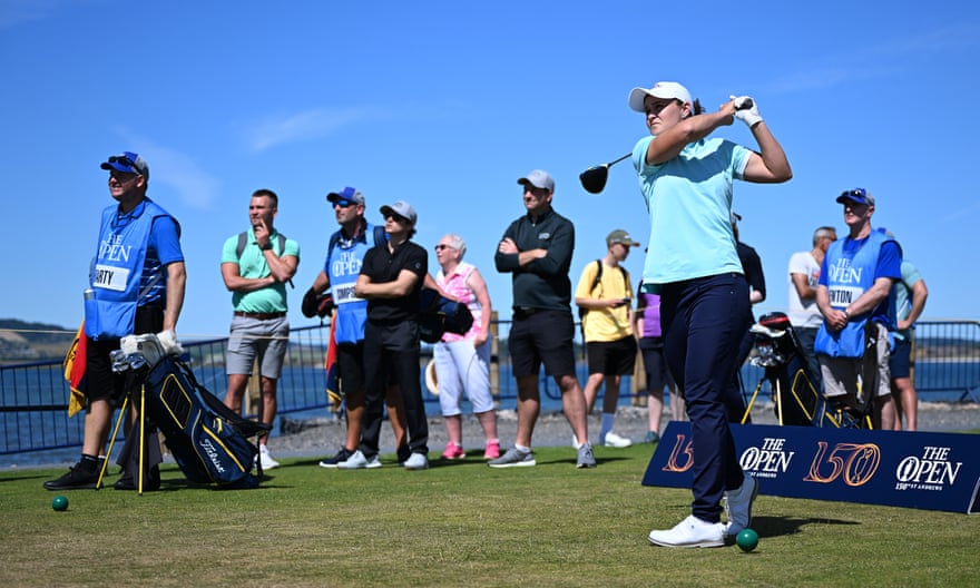 Ash Barty tees off at Celebrity Fourball before the 150th Open at St Andrews