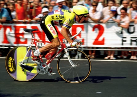 Greg Lemond during the incredible finish to the 1989 Tour