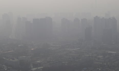 Buildings and houses are covered with a thick haze in Seoul, South Korea in February 2014.