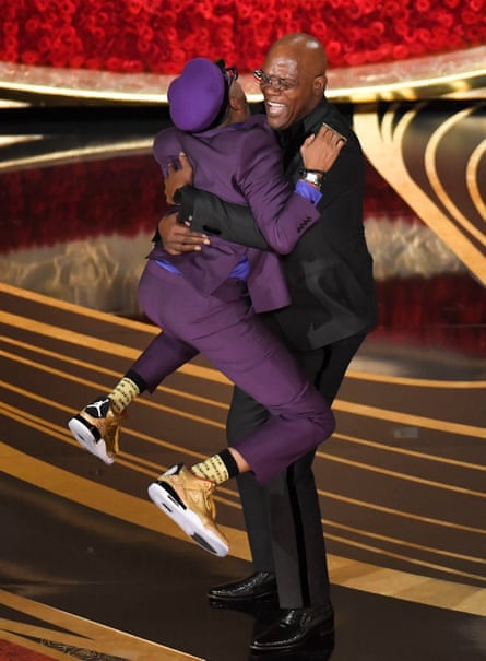 Spike Lee jumps into Samuel L Jackson’s arms at the 91st Academy Awards.