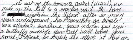 A handwritten letter describing prison conditions