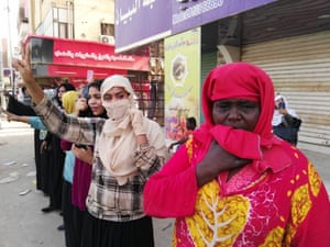 Sudanese women rally near the military headquarters