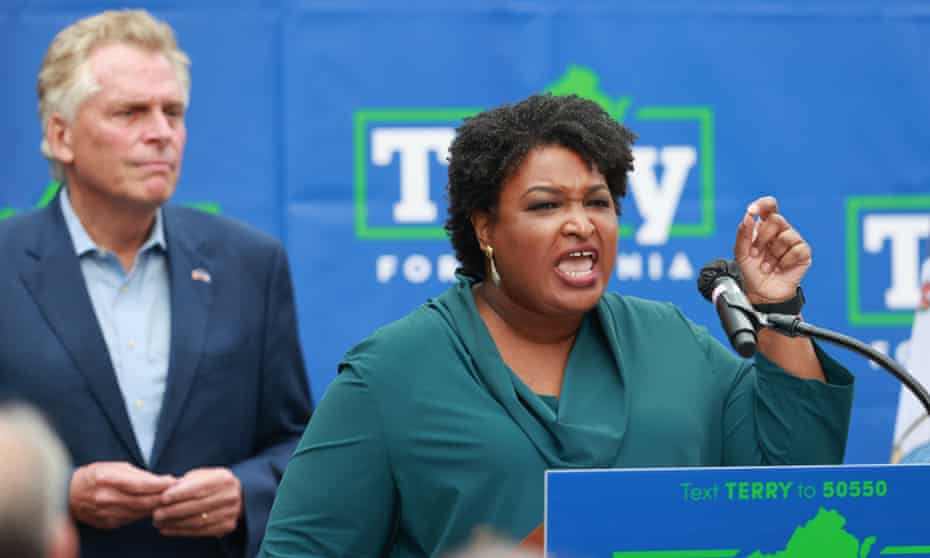 Stacey Abrams at the Souls to the Polls rally supporting Former Virginia Gov. Terry McAuliffe on October 17, 2021 in Norfolk, Virginia. 