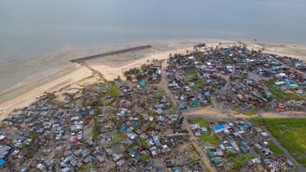 Drone footage of Praia Nova village after Cyclone Idai made landfall in Sofala province, central Mozambique.