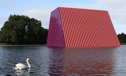 Christo’s 20-metre high installation on the Serpentine, London.