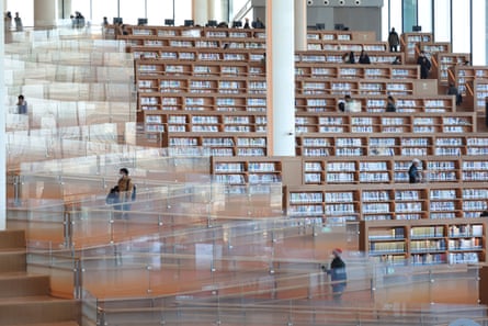 People visit the Beijing Library on its opening day on 27 December 2023