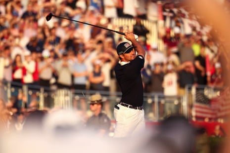 Bryson DeChambeau tees off
