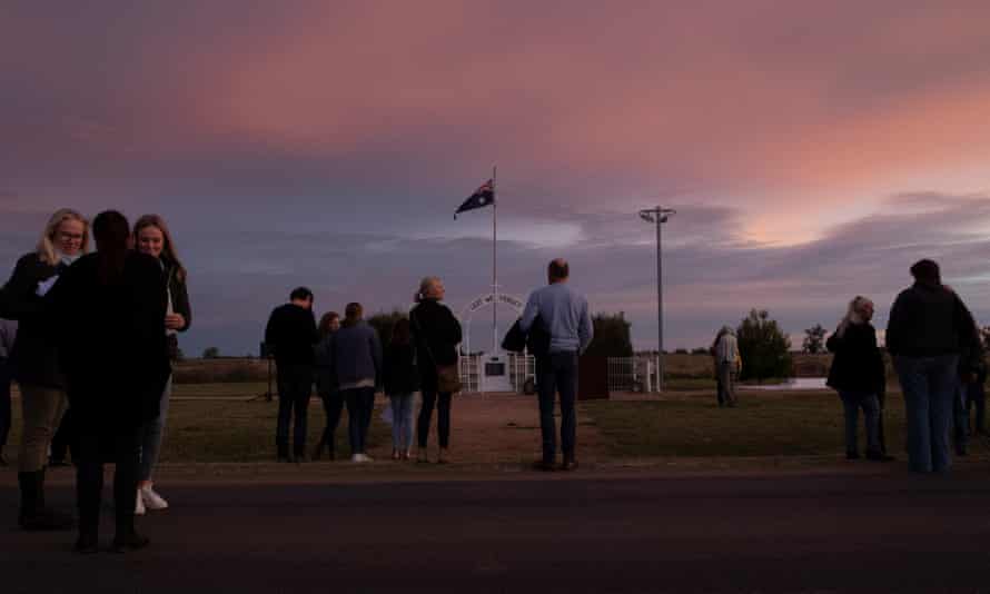 People assemble for the dawn service in the town of Armatree in western NSW