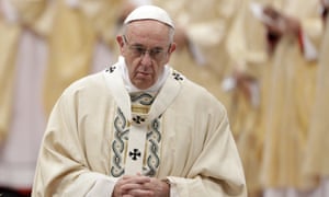 Pope Francis in St Peter’s Basilica at the Vatican. Activists in Chile have promised to protest every day of his visit.