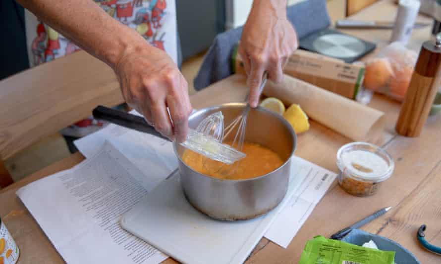 Tim adds lemon juice to his coulis