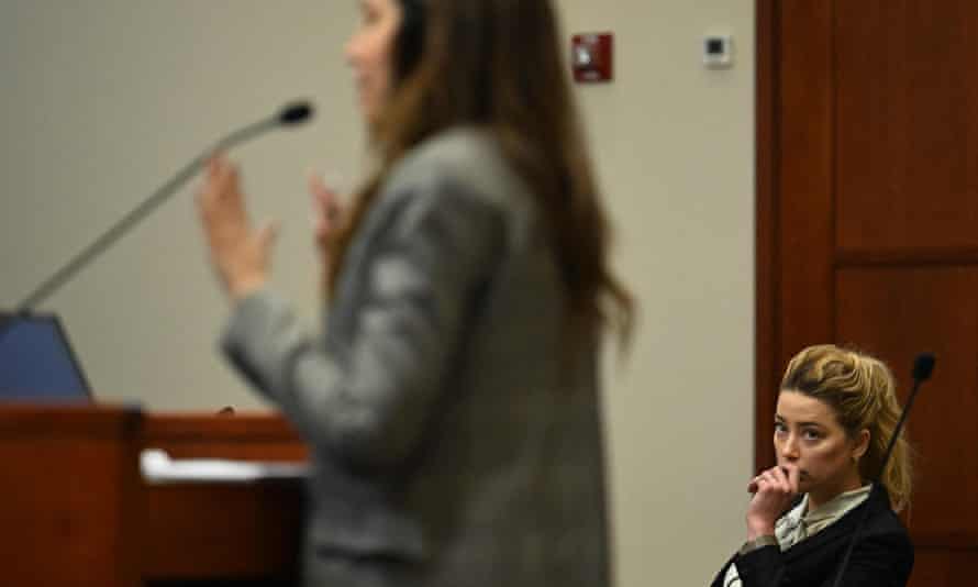 Amber Heard looks on in court on Tuesday.