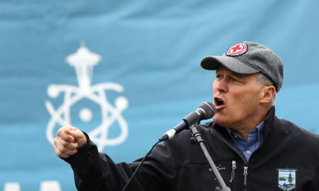 Jay Inslee speaks at a rally during the March for Scince in Seattle, Washington on 22 April 2017. 