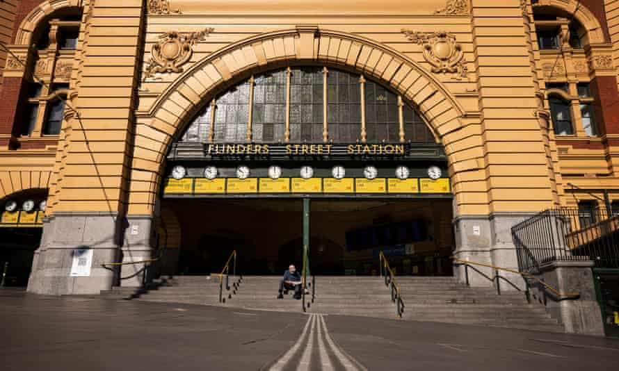 Melbourne’s Flinders Street Station during the city’s lengthy lockdown.