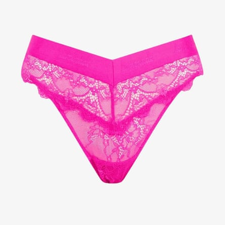 Lemonade Dolls Signature Lace V Brazilian in Neon Pink