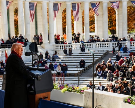 Donald Trump speaks during a Veterans Day ceremony at Arlington National Cemetery in Arlington, Virginia.