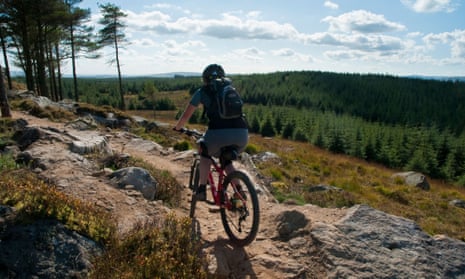 A rider in the Gisburn forest in Lancashire.