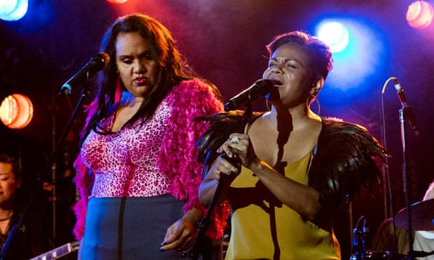 Elaine Crombie and Ursula Yovich in Barbara and the Camp Dogs at Belvoir theatre, 2017.