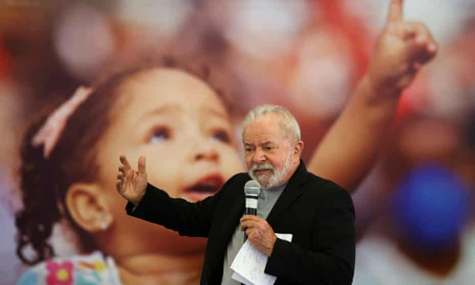 Lula speaks at a steelworkers’ union, in Sao Bernardo do Campo, Brazil, on 29 January, 2022. 