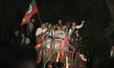 Pakistani opposition leader Imran Khan in Lahore on Thursday.
