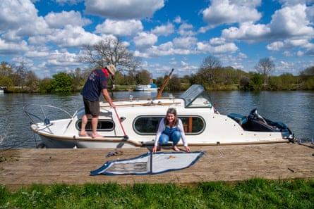 Mandy working on boat