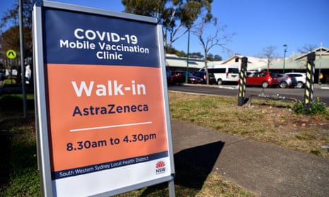 A walk-in AstraZeneca vaccination clinic at Wattle Grove in Sydney on Tuesday